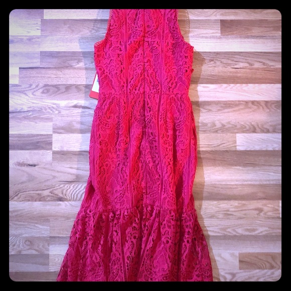 Monique Lhuillier Embroidered Lace Trumpet Dress 8 - Picture 8 of 14